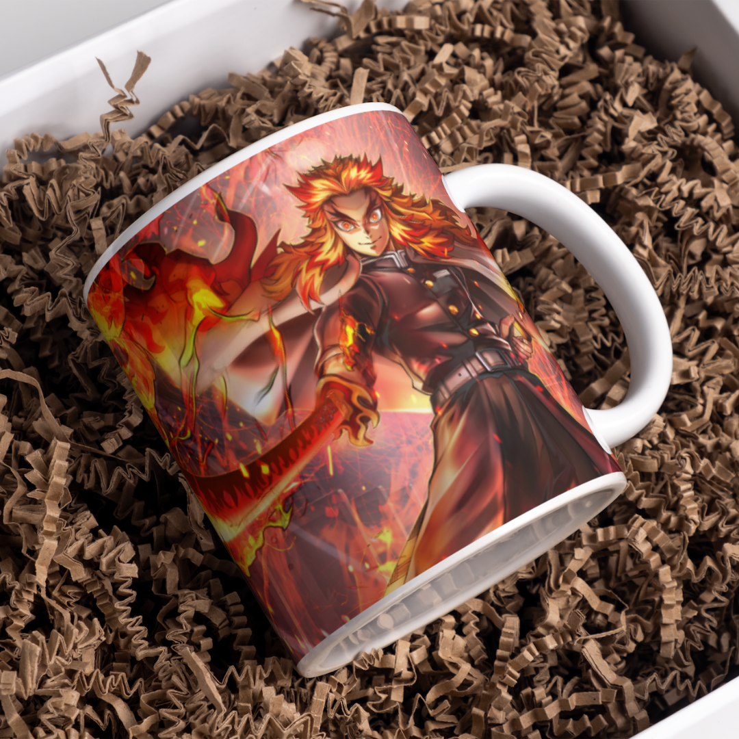 Kyojuro Demon Slayer Anime Printed Premium Quality Coffee Mug (350ml) Ceramic White Mug
