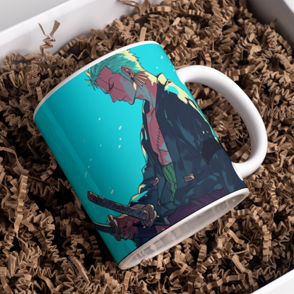 Roronoa Zoro Anime Printed Premium Quality Coffee Mug (350ml) Ceramic White Mug